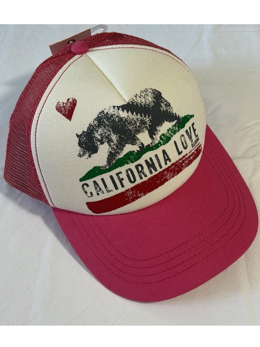Billabong OS Hat Pitstop Trucker Hat in rose pink mesh NWT